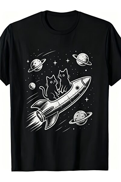 17 seramik Men'S Pure T-Shirt, Astronaut Cat Space Print Design, Summer Mensw...