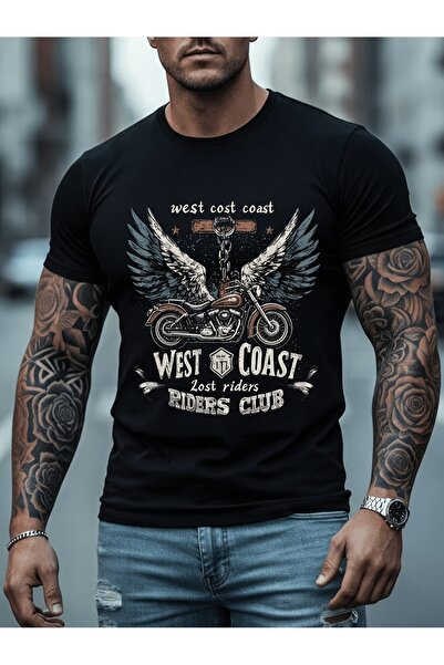 212Wear Men'S Pure T-Shirt with West Coast Biker Print, Summer Menswear, Vers...
