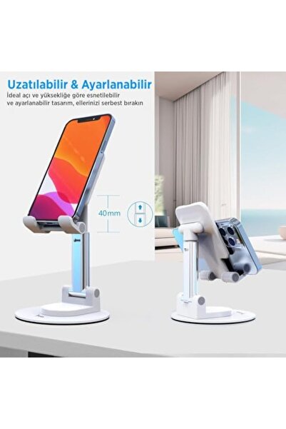 Yıldızan Msa Shop Foldable 360 Degree Rotating Desktop Phone Stand White 931845