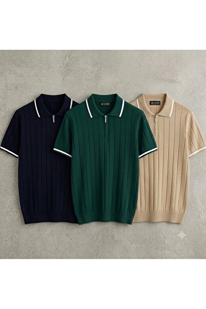 zs zaos fashion 3-Piece Advantageous Set Men's Short-Sleeved Polyoya Knitwear...
