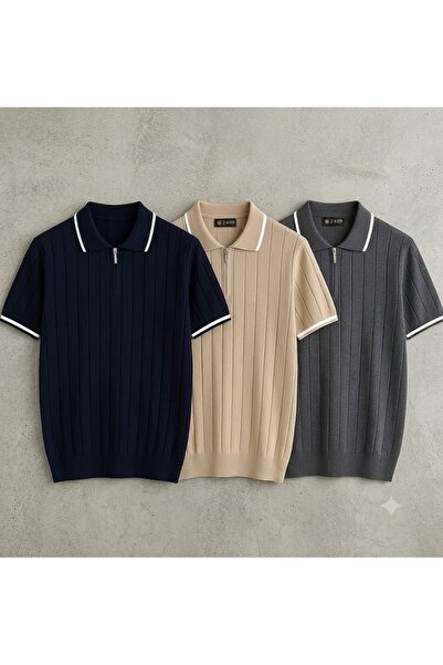 zs zaos fashion 3-Piece Advantageous Set Men's Short-Sleeved Polyoya Knitwear...