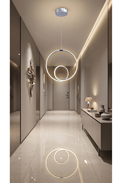 KROM RENGİ KAPLAMA KASA LED AVİZE 3 RENK IŞIK( BEYAZ-GÜNIŞIĞI-SOĞUK BEYAZ) ECE