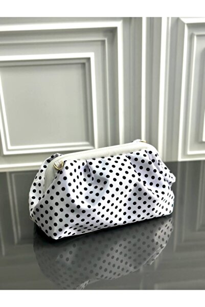 çkn sedat çakan çanta & fular & aksesuar Polka Dot Detailed Satin Fabric Wome...