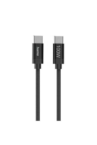 Hama Fabric USB-C to USB-C Charging Cable, 1.5m, Black, 201740