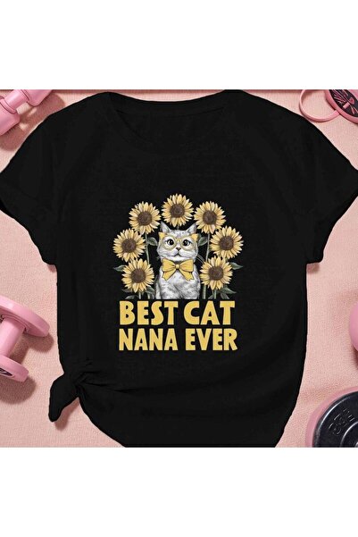 LİNA06 BEST CAT NANA EVER 150g Women'S Sports Short Sleeve T-Shirt