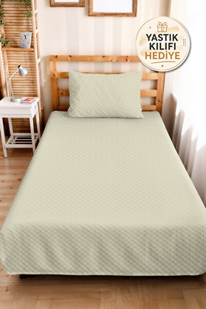 Evimde Bambaşka Ecru Minimal Young Room Single Pique Set - Quilted Modern Cre...