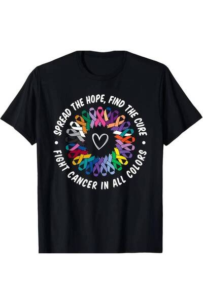 NOURAM Good Things to Fight Cancer, Multicolored Flower Ribbons Unisex T-shir...