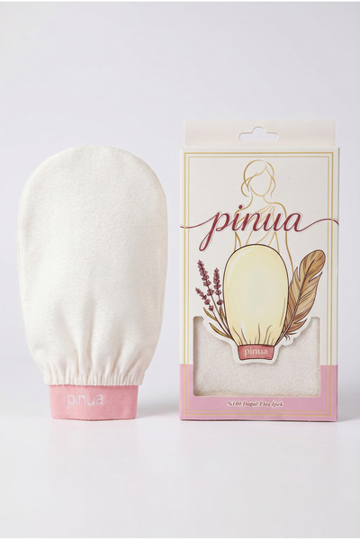 Pinua %100 Floş İpek Banyo Duş Kesesi Ekru Peeling Eldiveni Ölü Deri Ve Batık...