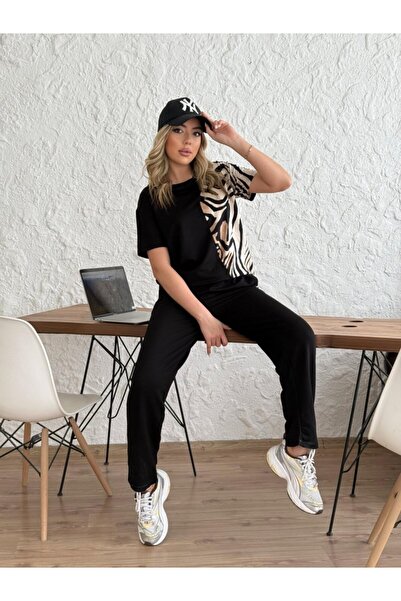 Generic Brand Women's Crew Neck Short Sleeve Leopard Printed Blouse And Pants...