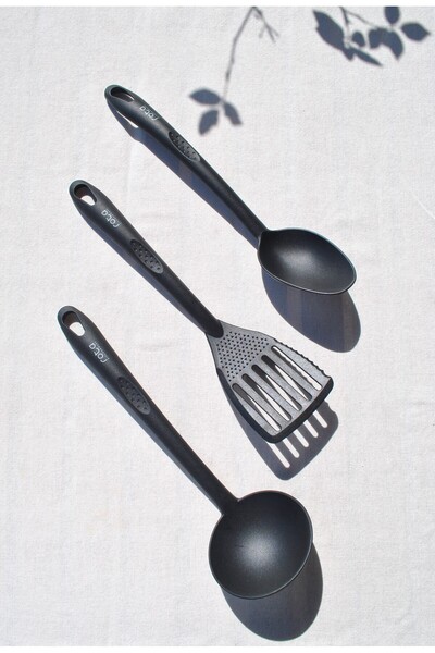 Qualitev 3 Pieces Heat Resistant Meal Prep Set Spoon Ladle Spatula Practical ...