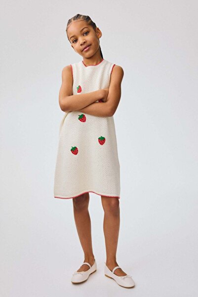 H&M Appliquéd hole-knit dress
