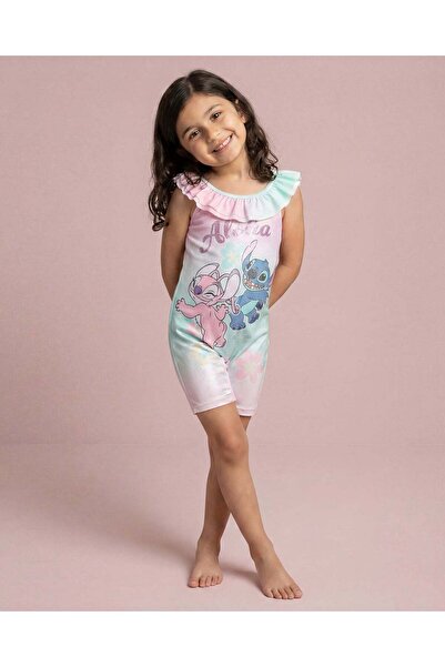 REDTAG Girls Pink Stitch Glitter Allover Print Swimming Suit