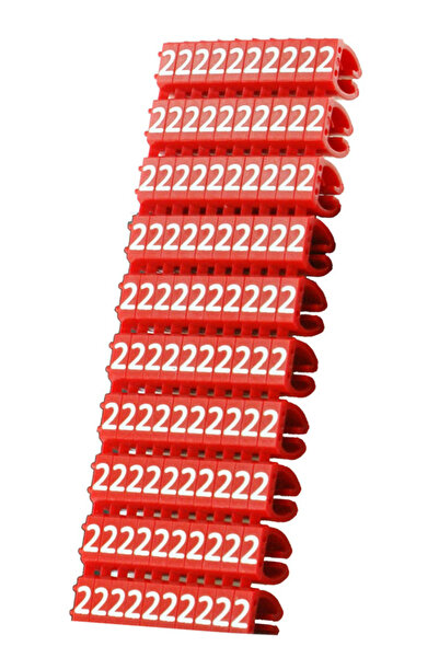 POWERTECH Clip αρίθμησης καλωδίου Νο 2, Red, 10τεμ.