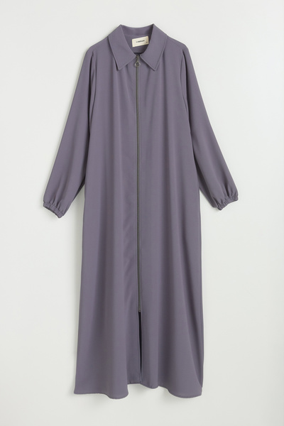Nihan Plus Size Ferace with Pleated Detail on the Back - Anthracite