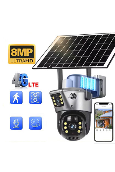 Daismart Cameră de supraveghere 4G, Daismart, duală 8MP, panou solar de 10W, ...