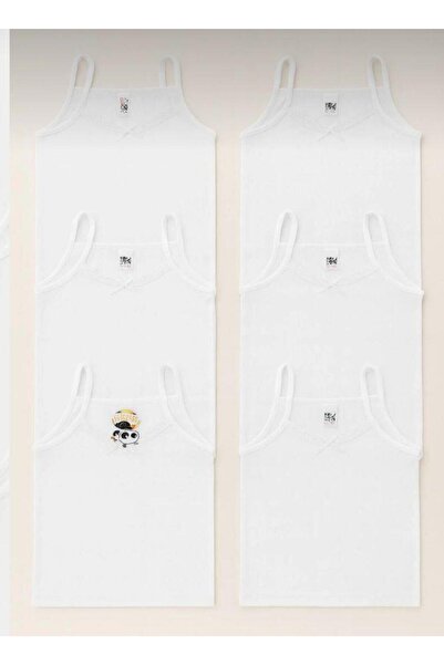 aykidsclup Girl's 100% Cotton Ribbed Undershirt with Straps 6 Pieces 308-