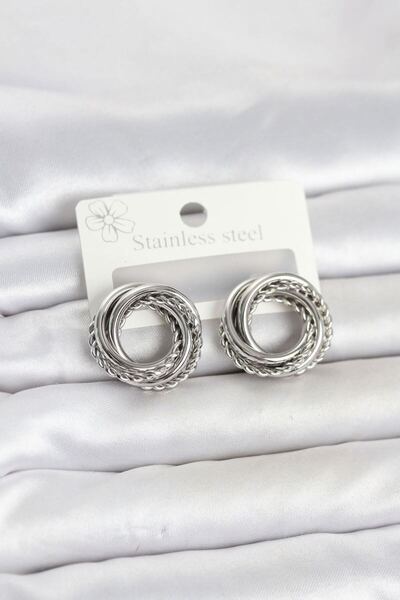 norsary 316L Steel Silver Color Hoop Model Assortment Women's Earrings