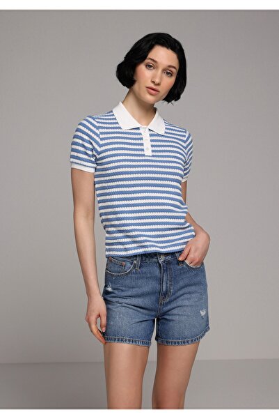 Colin's Mom Fit High Waist Straight Women's Mid Indigo Denim Jean Shorts