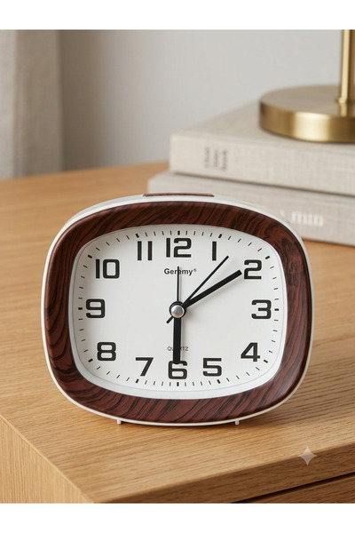 silmarin Vintage Ahşap Tasarımlı Masa Saati | Modern Dekoratif Quartz Çalar S...