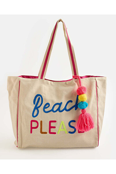 REDTAG Women Ivory And Pink Printed Beach Bag