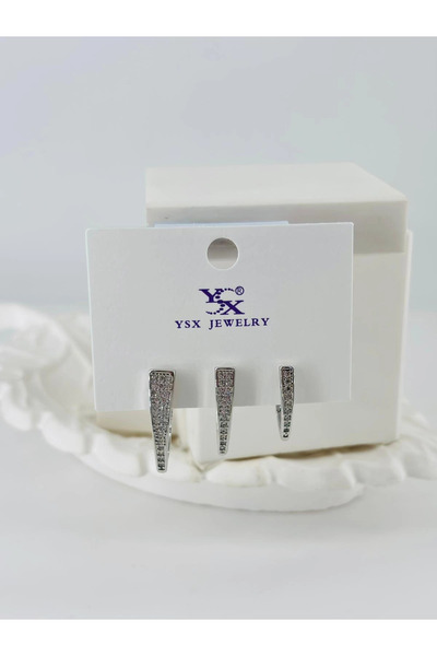 Inure Jewelry أقراط بتصميم ثلاثي من حجر الزركون - Kp00413
