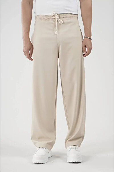 king brich Ανδρικό Baggy λινό Υφασμάτινο Παντελόνι oversize γραμμή Μπεζ — XL