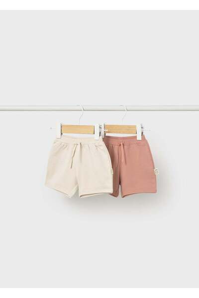 MAYORAL Newborn Baby Combed Cotton Shorts Set Beige
