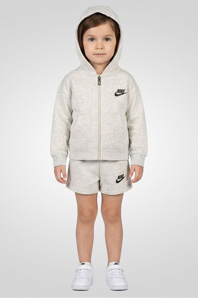 Nike Toddlers Girl 2 Pieces Long Sleeve Brand Logo Hoodie And Shorts Set, Hea...