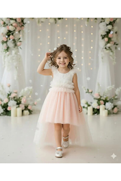 şevval kids Παιδικό Φόρεμα Nurlu Kids – Ροζ & Λευκό — 8 χρονών