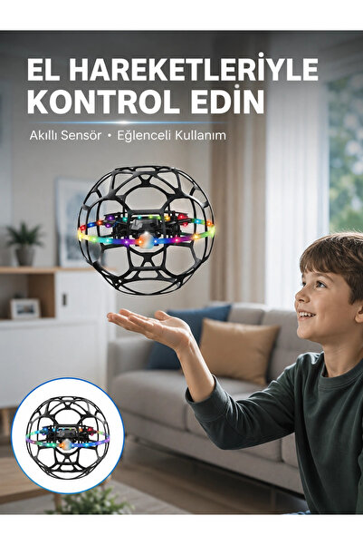 Genel Markalar ® LED Işıklı Futbol Topu Mini Drone Akıllı Sensörlü El Kontrollü