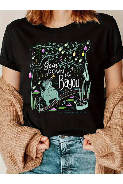STITCHLY تي شيرت GOIN THE BAYOU للسيدات برقبة دائرية وأكمام قصيرة للربيع/الصيف