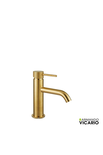 VICARIO Μπαταρία Νιπτήρα με Βαλβίδα Clic-Clac, Βιομηχανική, Βουρτσισμένο Χρυσ...