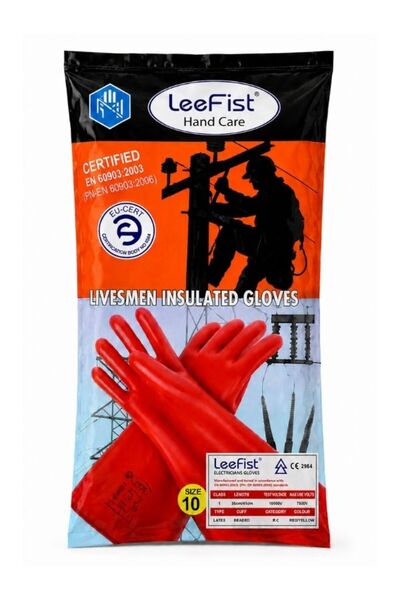 GÜMRÜK BEY Leefist Electrician Insulated Gloves Class 1 – 7500V, Red/Yellow