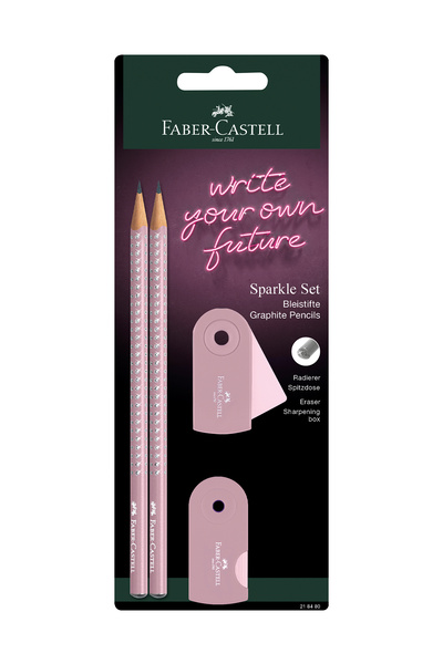 Faber Castell Sparkle Rose Yazım Seti,Ergonomik Üçgen Şekil,Dayanıklı Uç