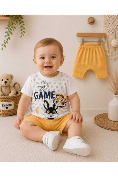 krm kerem bebe Game Character Printed Shorts and Top Two-Piece Baby Boy Set