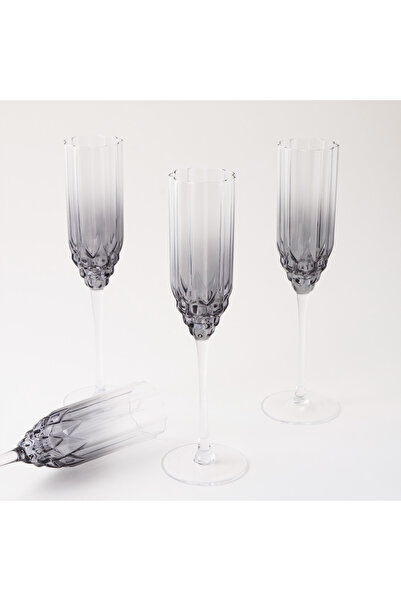 LA MESA 4Pcs Hand Made Glass Tall Juice Glass, Grey 220Ml