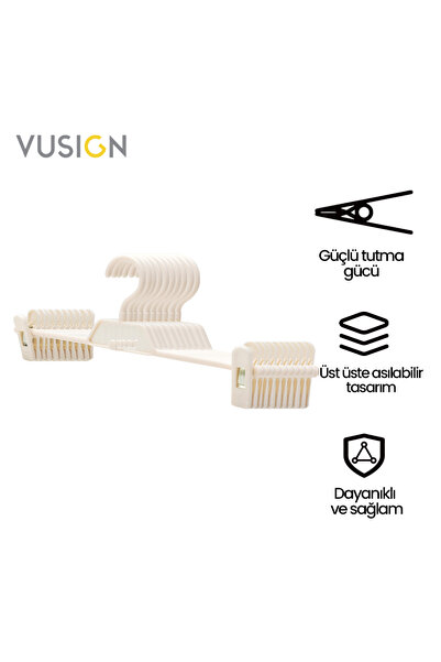 Vusign Plastik Pantolon Askısı – Mandallı Kıyafet Askısı – 34×14,5×2,5 cm – A...