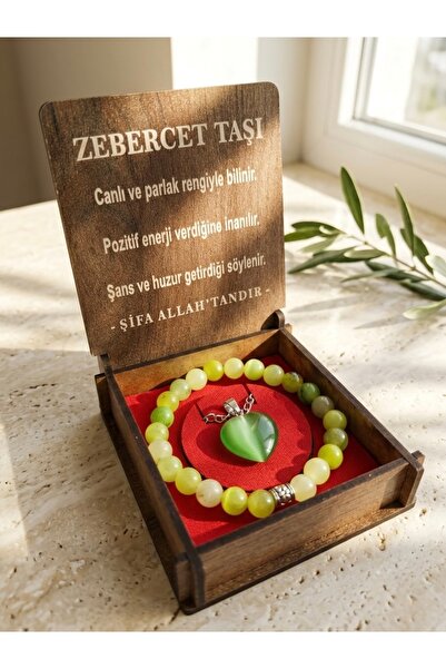 Meneva Aksesuar Zebercet Stone Natural Stone Necklace with Wooden Box, Bracel...
