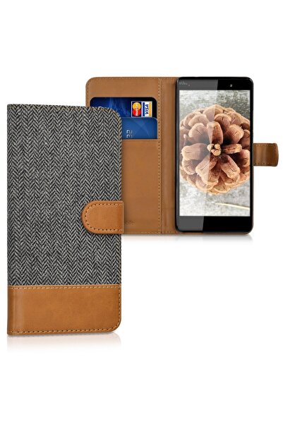 KW Θήκη - Πορτοφόλι Wiko Fever 4G - Anthracite/ Brown