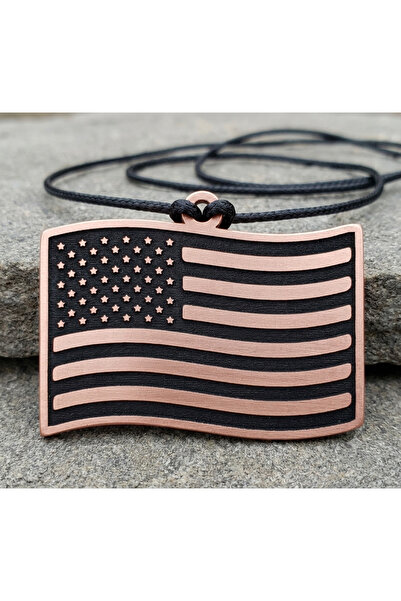 yerlikaya bakır Amerika Bayrağı Saf Bakır Kolye ( USA Flag )