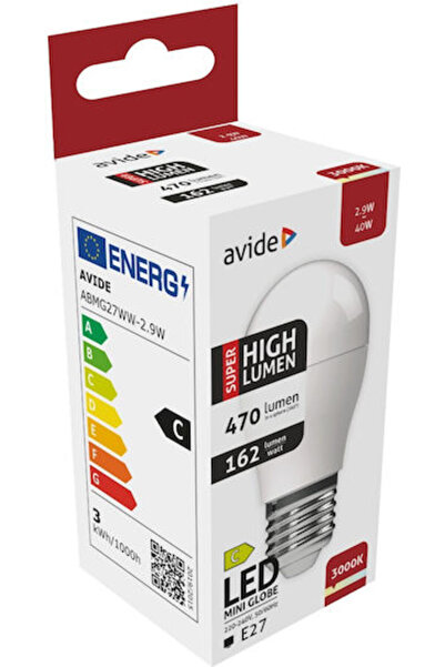 Avide ABMG27WW-2.9W Λάμπα LED 2.9W 90mm για ντουί E27 και σχήμα G45 Θερμό Λευ...
