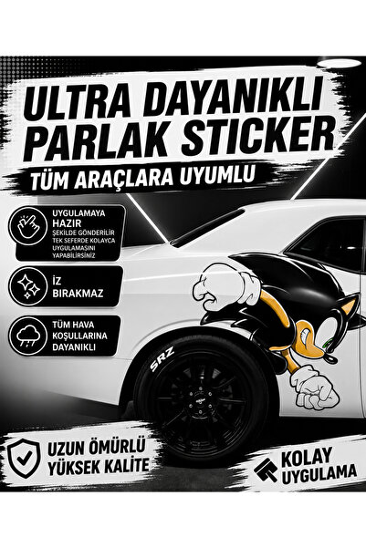 ÖZGÜL REKLAM 2 Pcs Sonic Sticker / Compatible with All Vehicles / Wheel-Top S...