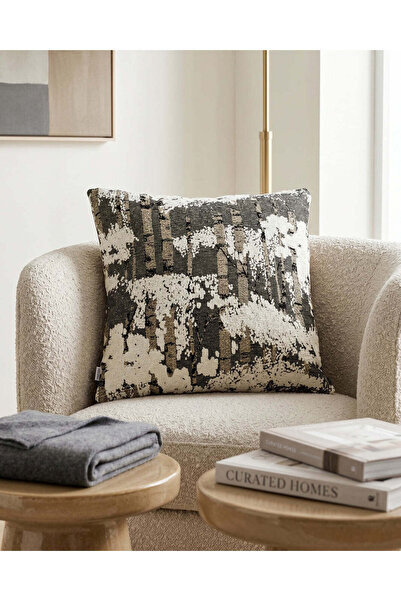 REDTAG Charcoal Grey Jacquard Cushion
