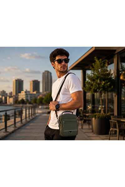 Bagacar Men's Shoulder Bag Multi-Compartment Water-Resistant Daily Use Strap ...