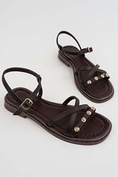 Abay Shoes Sandale Lita pentru femei, cu ținte aurii, confortabile, cu talpă ...