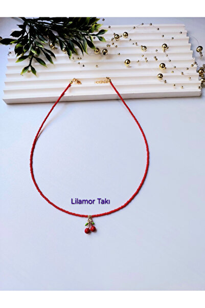 Lilamor Red Beaded Cherry Necklace