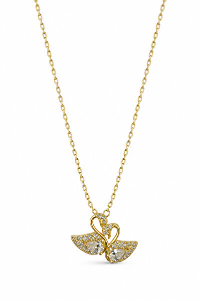 Jack Ferrero Yellow Color Swan Motif Stone Steel Necklace Special Stylish Des...