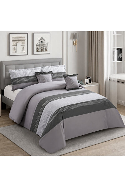 essentialneedforall 6 PCS EMBROIDERY COMFORTER KING SIZE SET MICROFIBER COTTO...