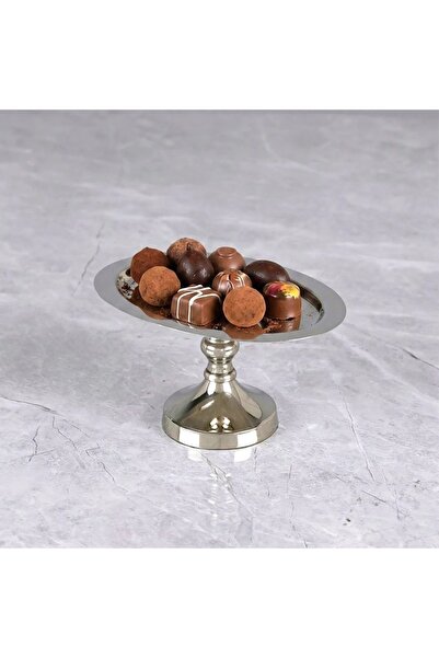 Al Hadaya Mall Stainless Steel Plate with Elegant Design - Silver - 18X13X10 cm