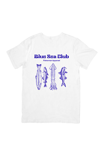 Fishing Club Blue Sea Unisex Premium Penye Tasarım Tişört